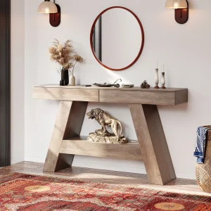 55 in Entryway Table, Narrow Hallway Console Table with Storage