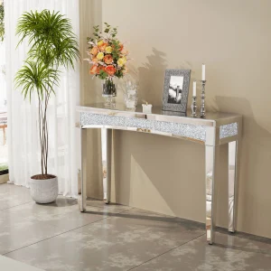 47.2" Mirrored Desk Silver Console