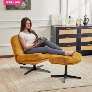 Modern Foldable Accent Chair 360° Swivel Tufted Lazy Chair