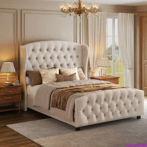 Queen Size Bed Frame with Tall Wingback